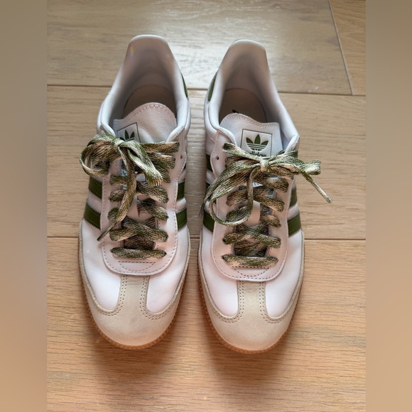 Adidas Samba White and Olive Sneakers - Picture 2 of 7